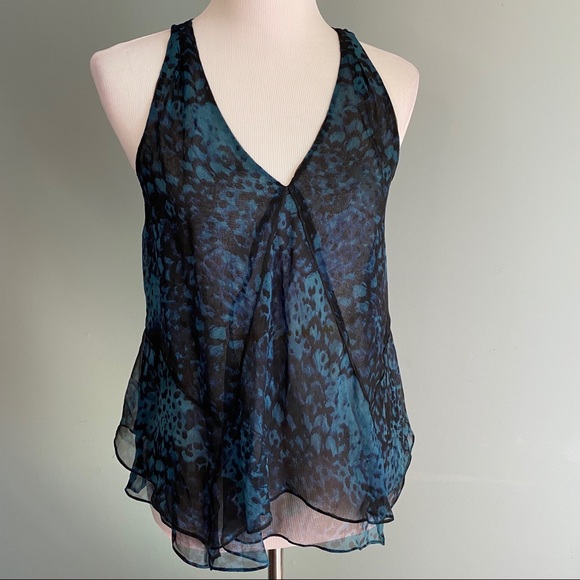 Rebecca Taylor animal print silk ruffled tank - Picture 6 of 11